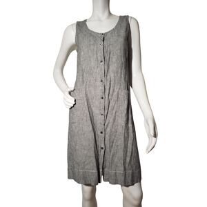 Eileen Fisher Sleeveless Button Front Shift Dress Gray XS